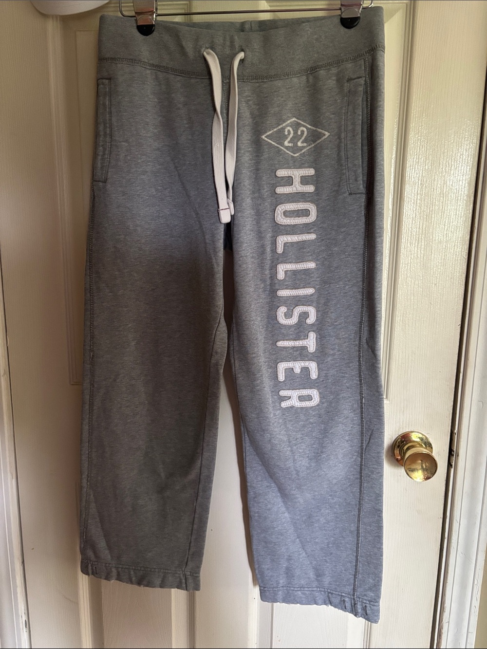 Hollister Gray Sweatpants with White Logo XS